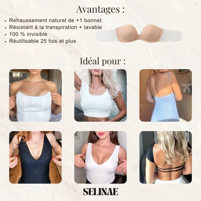 Soutien-gorge adhésif push-up sans bretelles