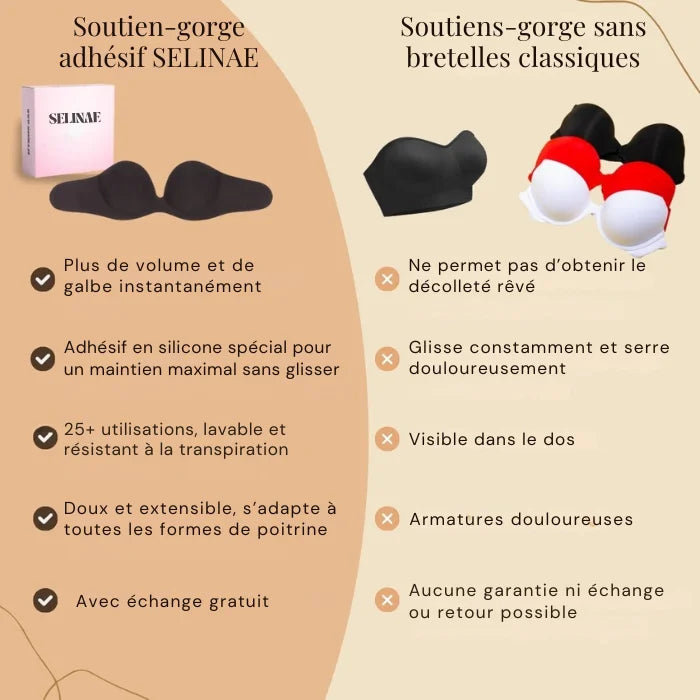 Soutien-gorge adhésif push-up sans bretelles